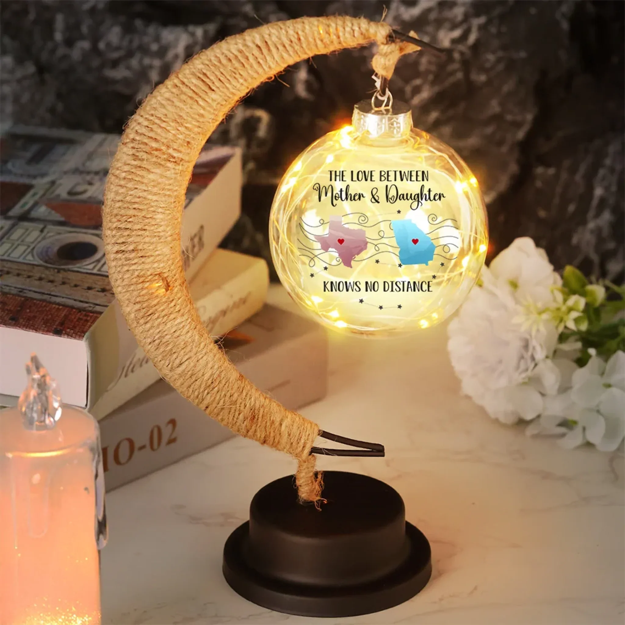 A Mother And Daughter’s Bond Knows No Distance - Family Personalized Custom Moon Lamp Light - Gift For Mom, Daughter - Image 3
