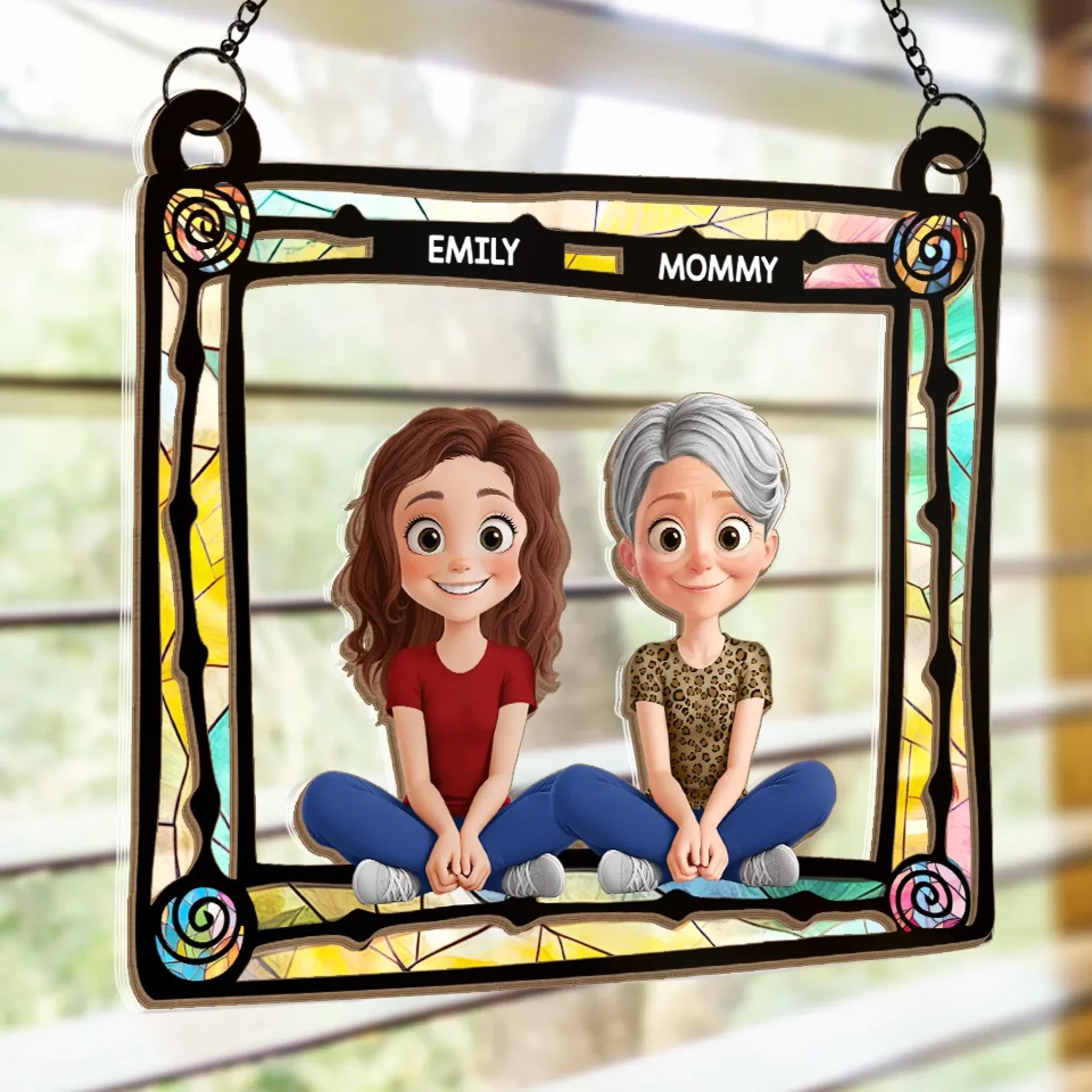 A Mother Is The Heart That Beats For The Whole Family - Family Personalized Window Hanging Suncatcher Ornament - Mother's Day, Gift For Mom, Grandma - Image 4