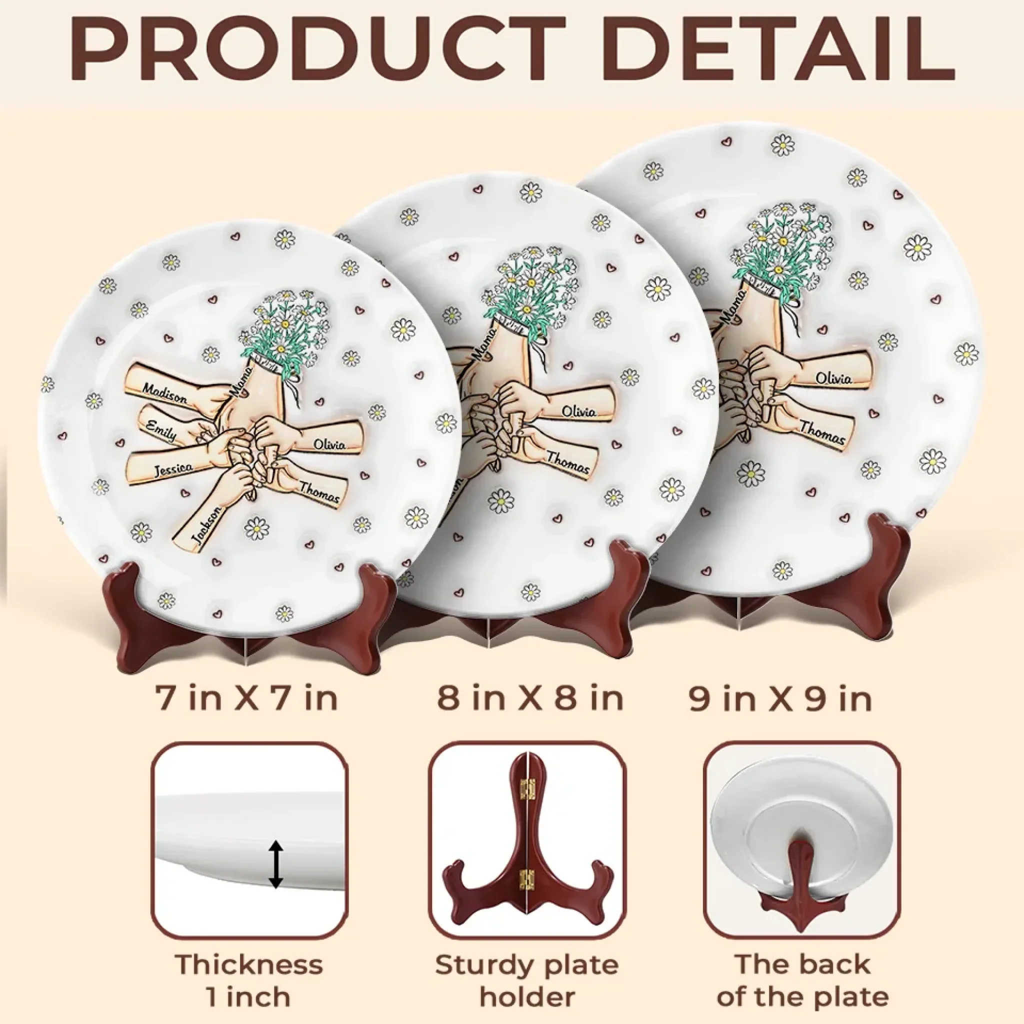 A Mother’s Heart Is A Garden Of Love - Family Personalized Custom 3D Inflated Effect Printed Ceramic Plate - Mother's Day, Gift For Mom, Grandma - Image 5