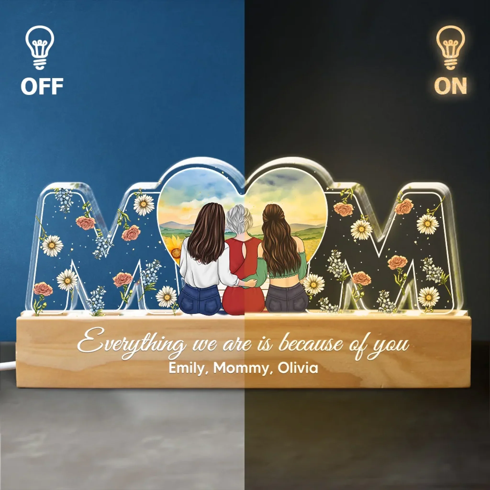 A Mother's Love Has No Boundaries - Family  Personalized Custom Acrylic Block 3D LED Night Light - Gift For Mom, Daughter - Image 4