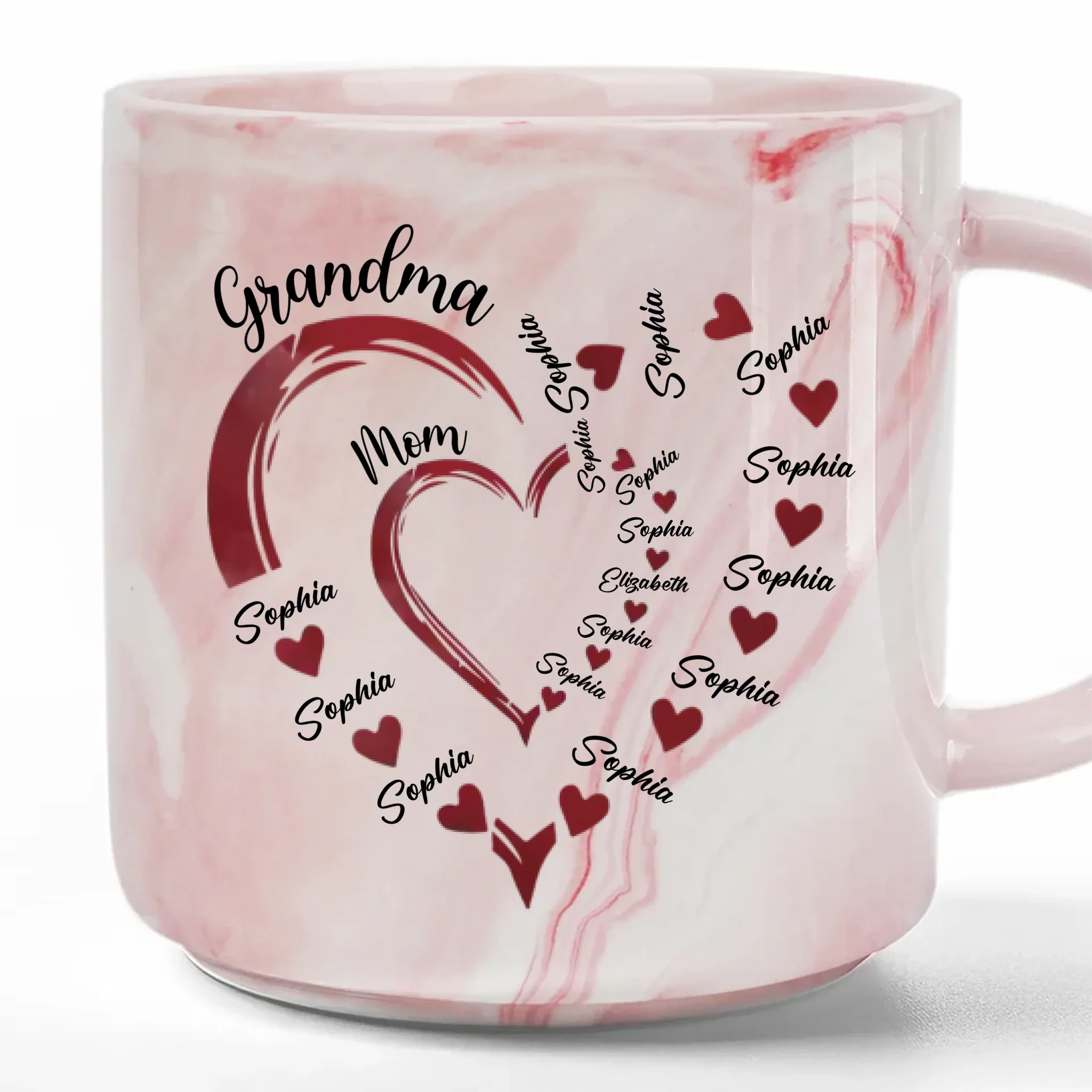A Mother's Love Knows No Bounds - Family Personalized Custom Marble Mug - Mother's Day, Gift For Mom, Grandma - Image 2