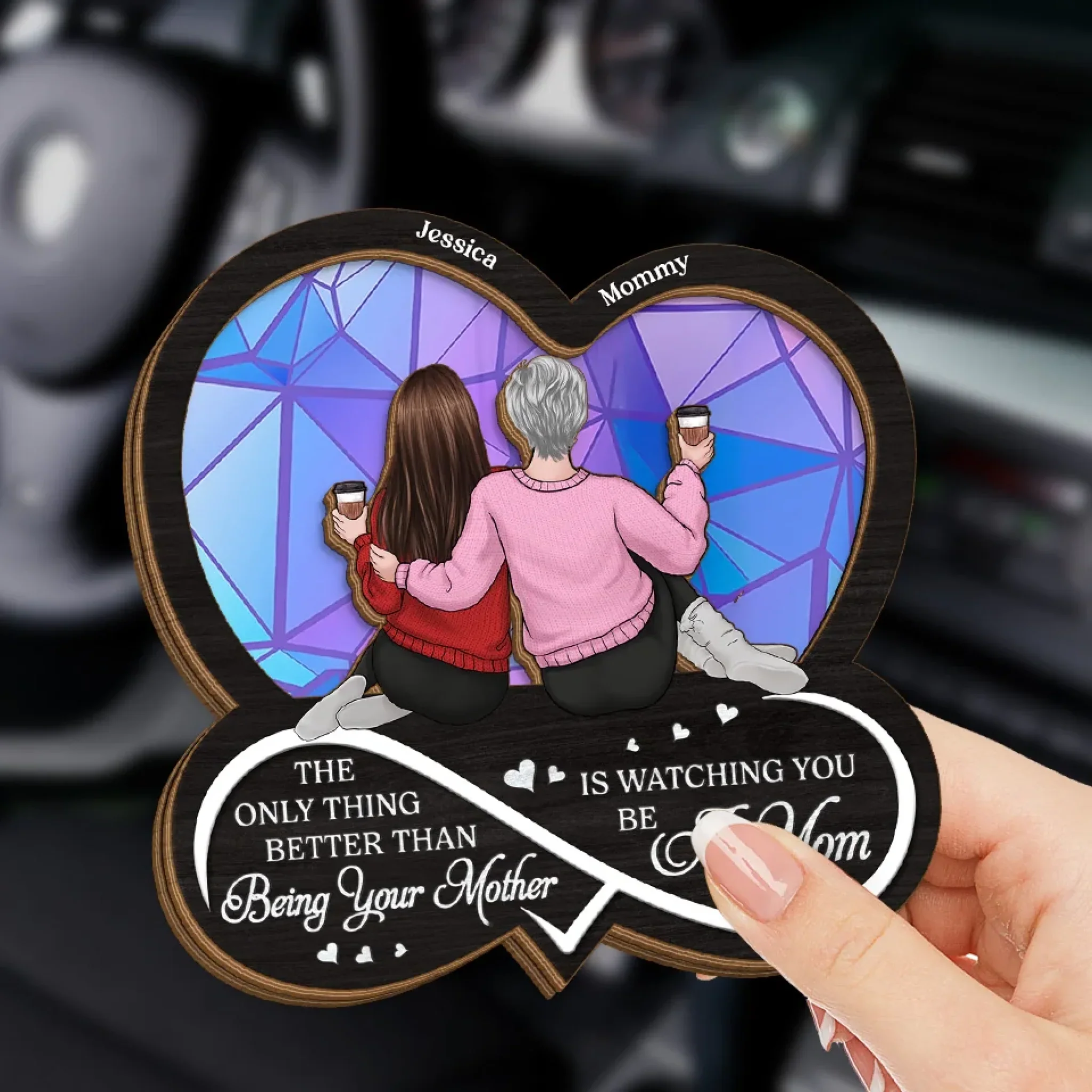 A Mother’s Love Knows No Limits - Family Personalized Custom Car Visor Clip - Gift For Mom, Daughter - Image 4