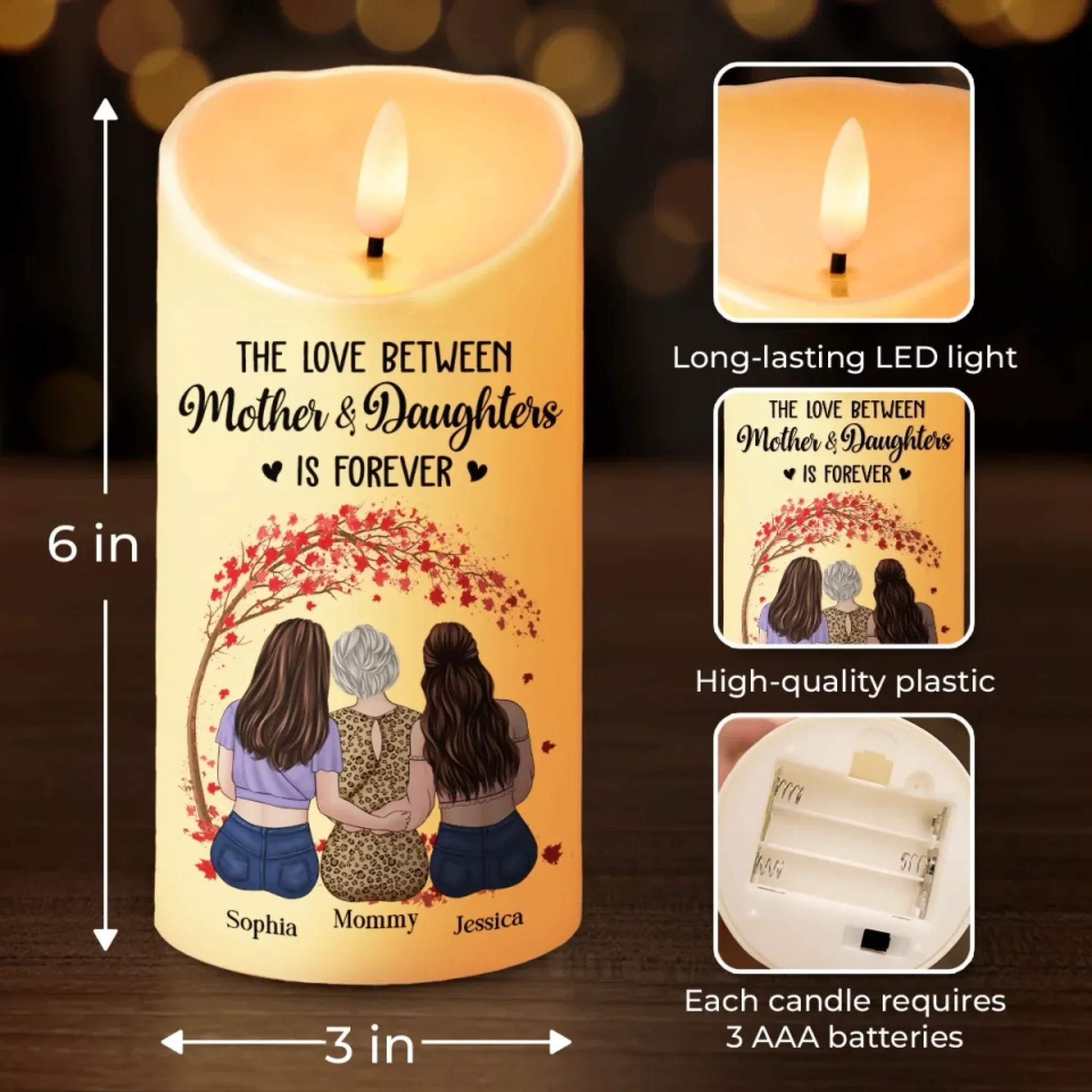 A Mother’s Love Shines - Family Personalized Custom LED Candle - Mother's Day, Gift For Mom, Grandma - Image 4