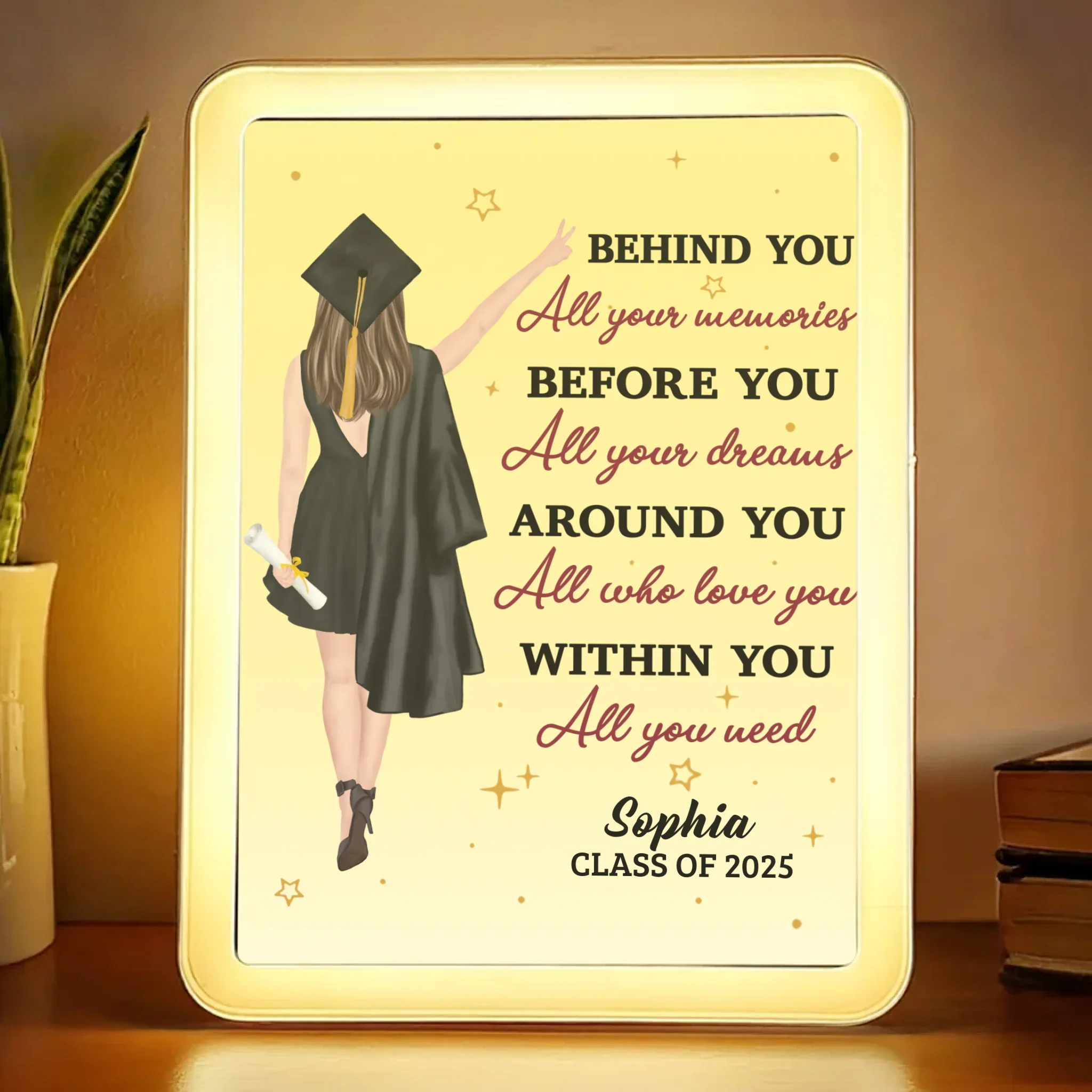 A New Chapter Begins - Family Personalized Custom LED Mirror Frame Lamp - Graduation Gift For Family Members, Siblings, Brothers, Sisters - Image 2