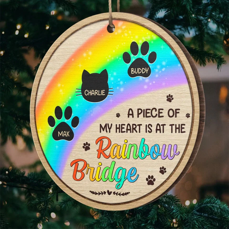 A Piece Of My Heart Is At The Rainbow Bridge - Memorial Personalized Custom Ornament - Wood Custom Shaped - Sympathy Gift, Christmas Gift For Pet Owners, Pet Lovers - Image 5