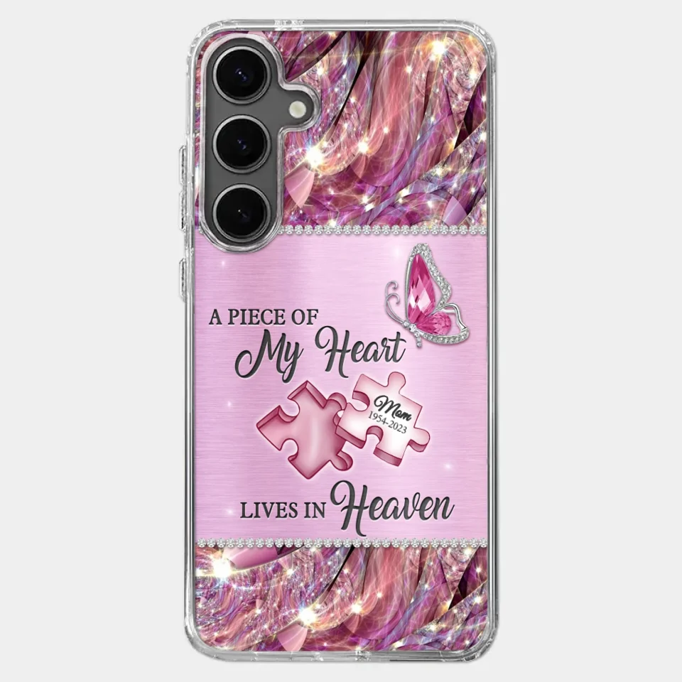 A Piece Of My Heart Lives In Heaven - Memorial Personalized Custom Clear Phone Case - Sympathy Gift For Family Members - Image 43