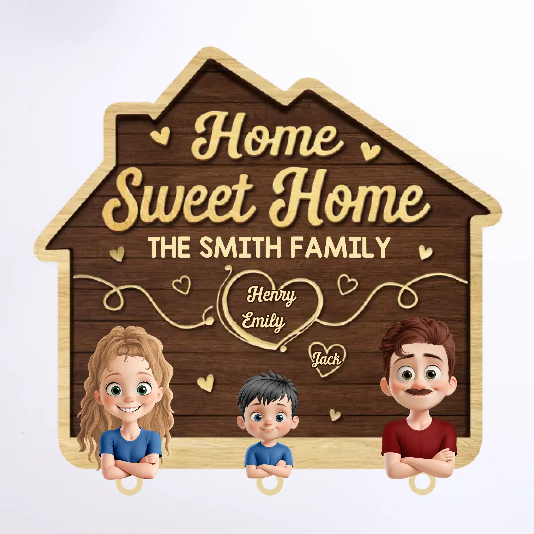 A Place To Call Home - Family Personalized Custom Acrylic Puzzle Key Holder - House Warming Gift For Family Members - Image 2