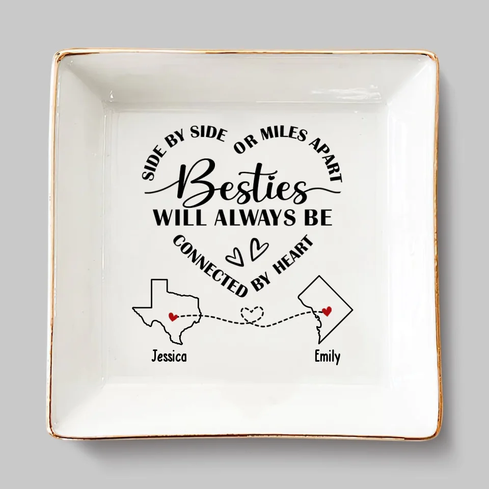 A Reminder That You’re Never Alone In This Journey - Bestie Personalized Custom Jewelry Dish - Gift For Best Friends, BFF, Sisters - Image 2