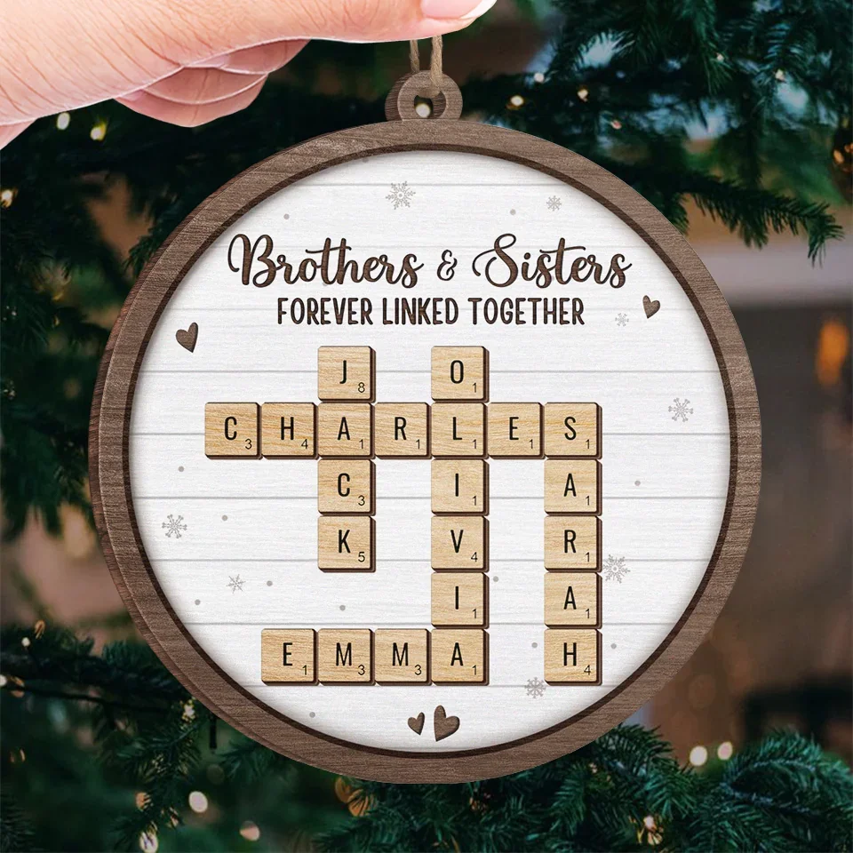 A Sibling Is The Greatest Gift Of Childhood - Family Personalized Custom Ornament - Wood Custom Shaped - New Arrival, Christmas Gift For Family Members, Siblings, Brothers, Sisters AMZ - Image 4