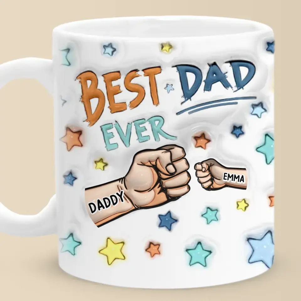 A Son's First Hero, A Daughter's First Love - Family Personalized Custom 3D Inflated Effect Printed Mug - Father's Day, Gift For Dad - Image 6