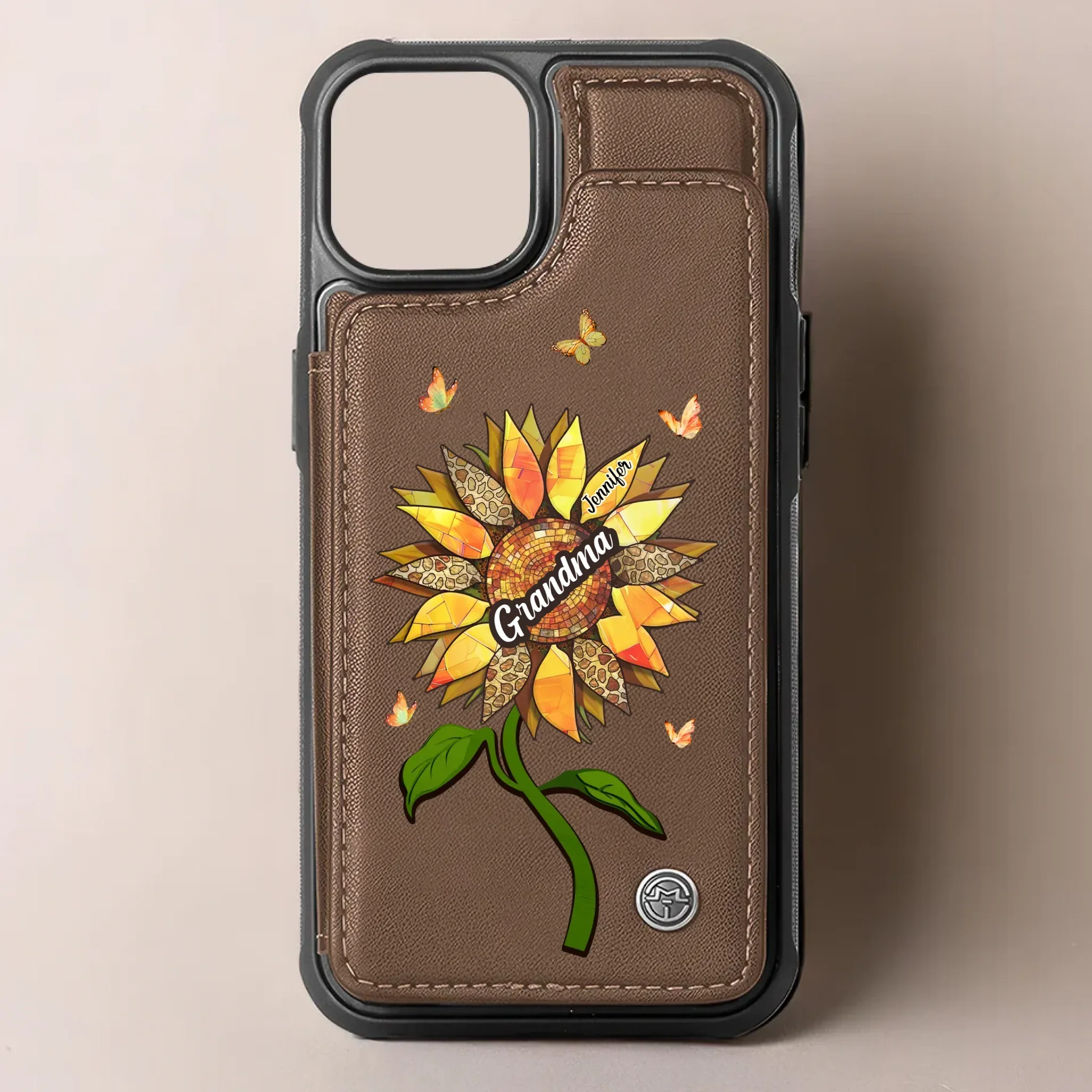 A Sunflower Teaches Us So Much About Love - Family Personalized Custom Leather Flip Wallet Phone Case - Mother's Day Gift For Mom, Grandma - Image 3