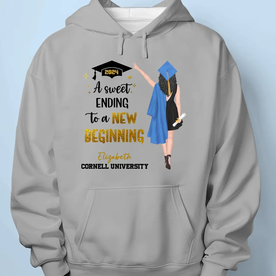 A Sweet Ending To A New Beginning  - Family Personalized Custom Unisex T-shirt, Hoodie, Sweatshirt - Graduation Gift For Family Members, Siblings, Brothers, Sisters - Image 5