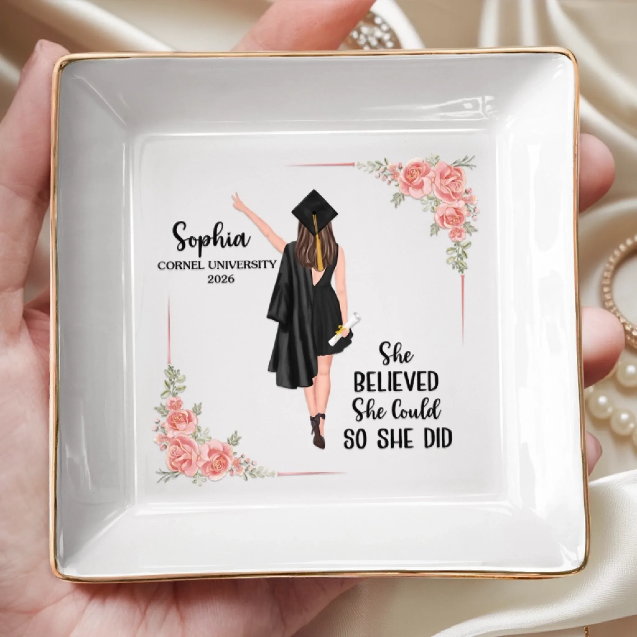 A Sweet Ending To The New Beginning - Family Personalized Custom Jewelry Dish - Graduation Gift For Family Members, Siblings, Brothers, Sisters - Image 3