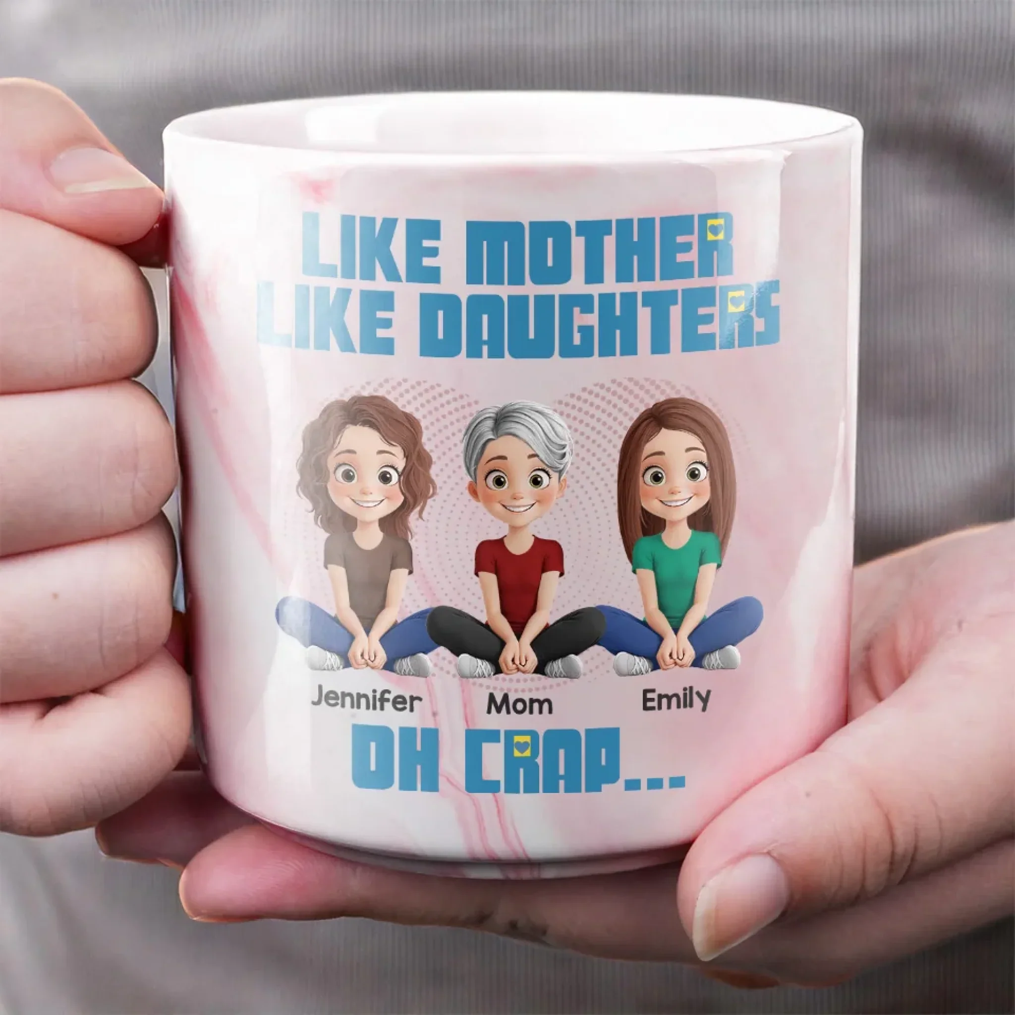 A Tiny Version Of Mom - Family Personalized Custom Marble Mug - Gift For Mom, Daughter - Image 4