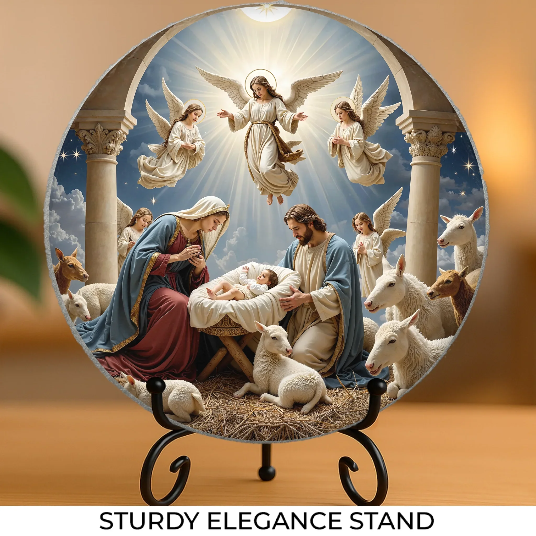 A Touching Way To Honor Family And Their Beliefs - Family Personalized Custom 3D Effect Printed Round Shaped Stone With Stand - Gift For Family Members - Image 2