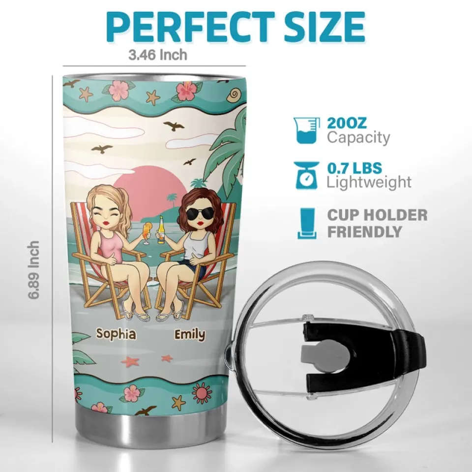 A True Friend Is For Ever A Friend - Bestie Personalized Custom Tumbler - Summer Vacation Gift For Best Friends, BFF, Sisters - Image 3