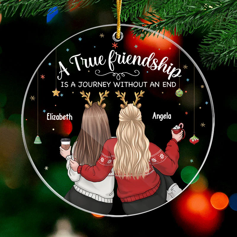 A True Friendship - Bestie Personalized Custom Ornament - Acrylic Round Shaped - Christmas Gift For Best Friends, BFF, Sisters - Image 2