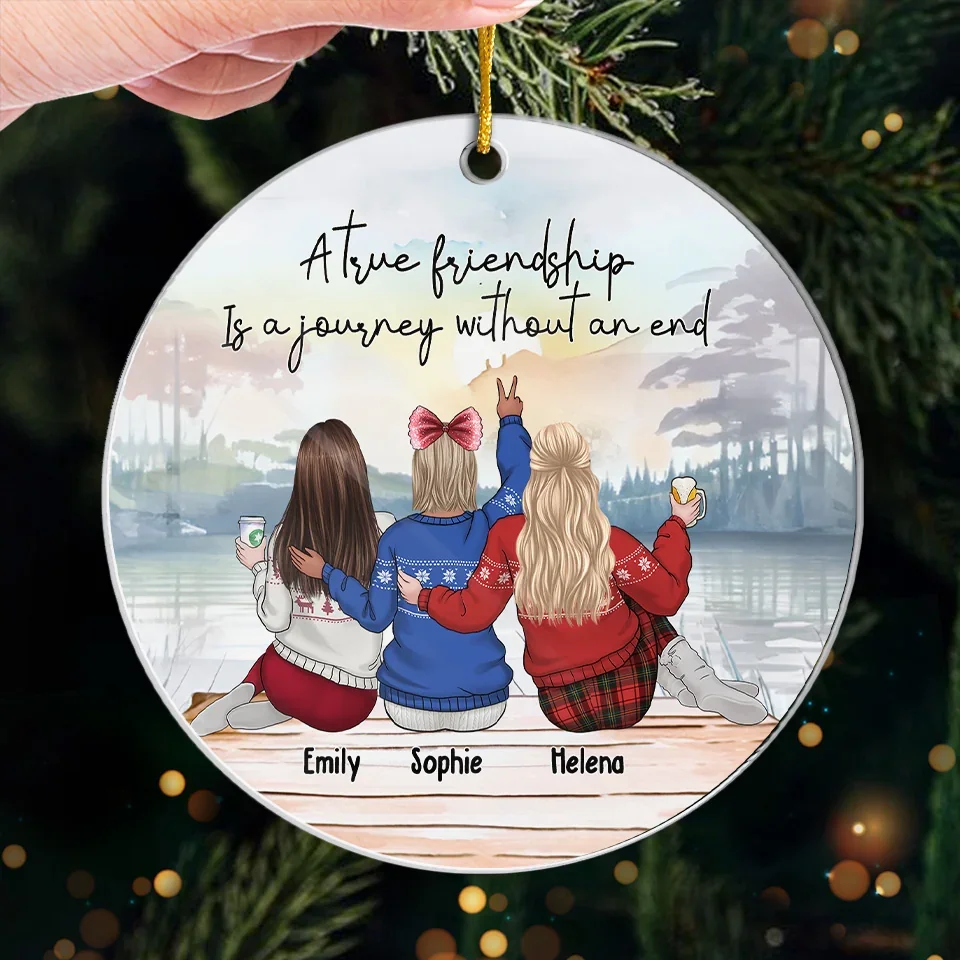 A True Friendship Is A Journey - Bestie Personalized Custom Ornament - Acrylic Custom Shaped - Christmas Gift For Best Friends, BFF, Sisters - Image 4