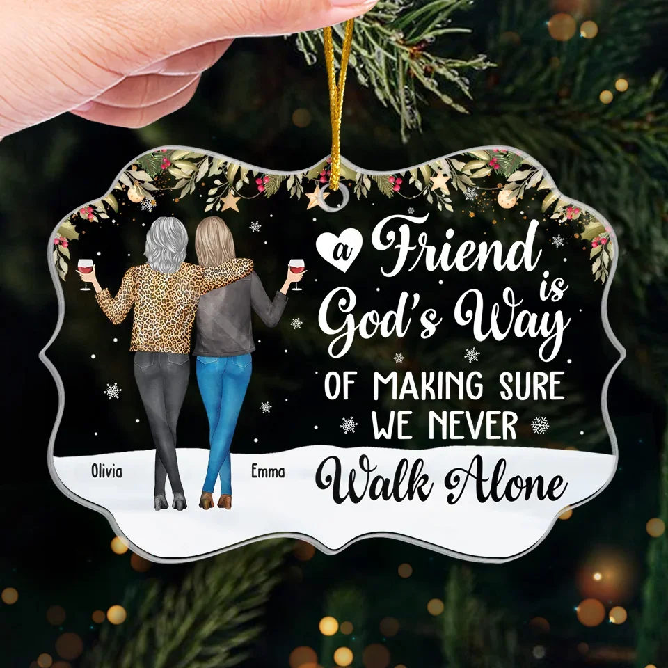 A True Friendship Is A Journey Without An End - Bestie Personalized Custom Ornament - Acrylic Benelux Shaped - Christmas Gift For Best Friends, BFF, Sisters - Image 4