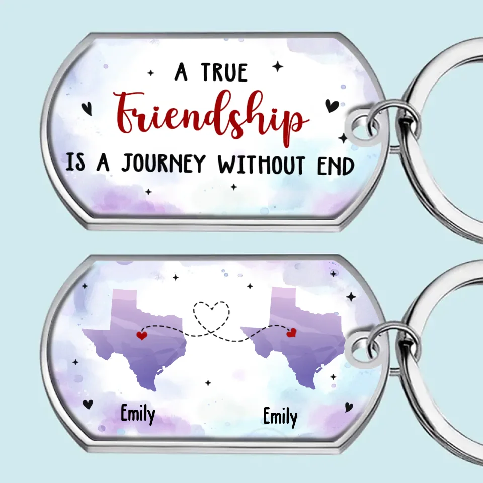 A True Friendship Is A Journey Without End - Bestie Personalized Custom Keychain - Gift For Best Friends, BFF, Sisters - Image 2