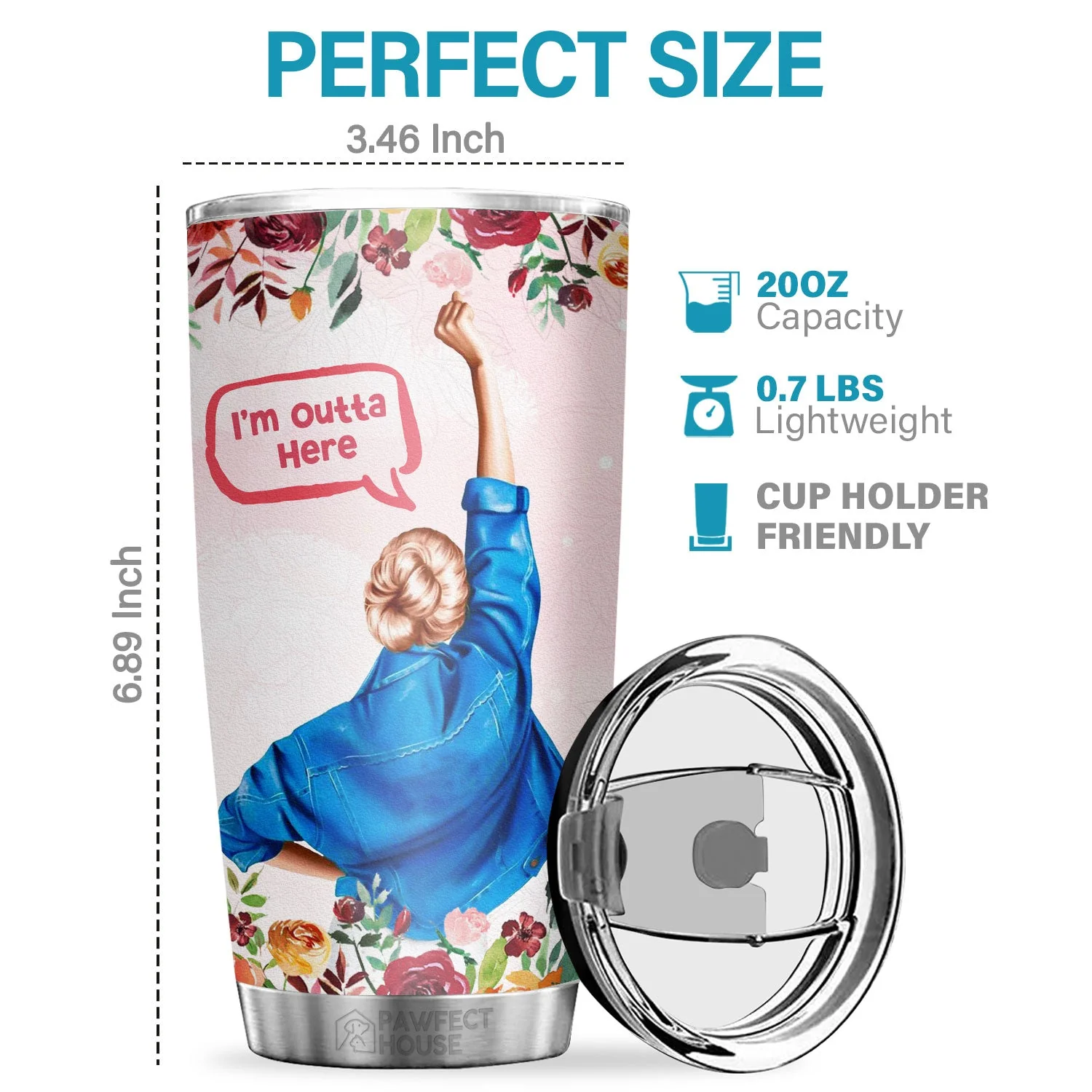 A Wise Woman Said I’m Outta Here She Lived Happily Ever After - Tumbler - Retirement Gift For Family, Coworkers, Friends, Happy Retirement Leaving - Image 2