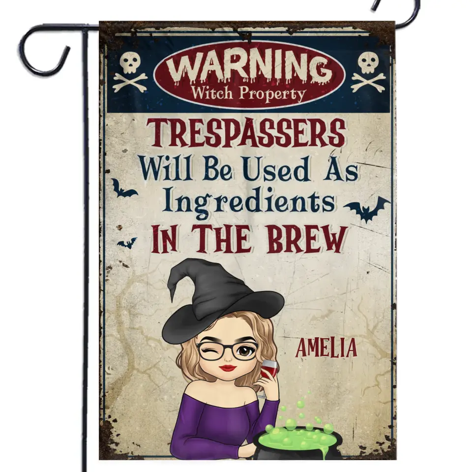A Witch’s Cat Is Full Of Magic - Cat Personalized Custom Flag - Halloween Gift For Pet Owners, Pet Lovers - Image 2