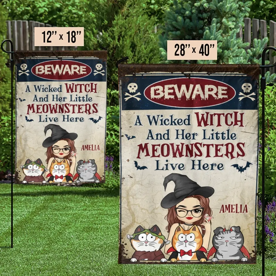 A Witch’s Cat Is Full Of Magic - Cat Personalized Custom Flag - Halloween Gift For Pet Owners, Pet Lovers - Image 3