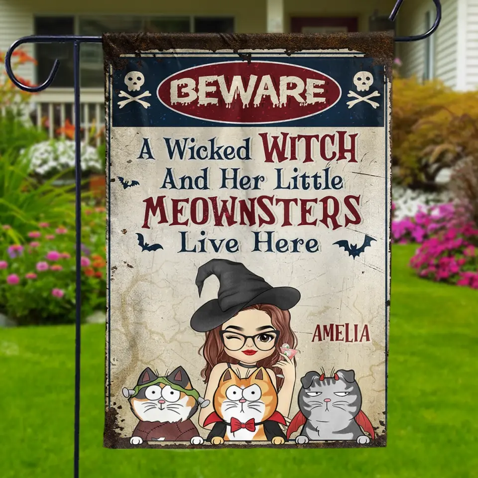 A Witch’s Cat Is Full Of Magic - Cat Personalized Custom Flag - Halloween Gift For Pet Owners, Pet Lovers - Image 4