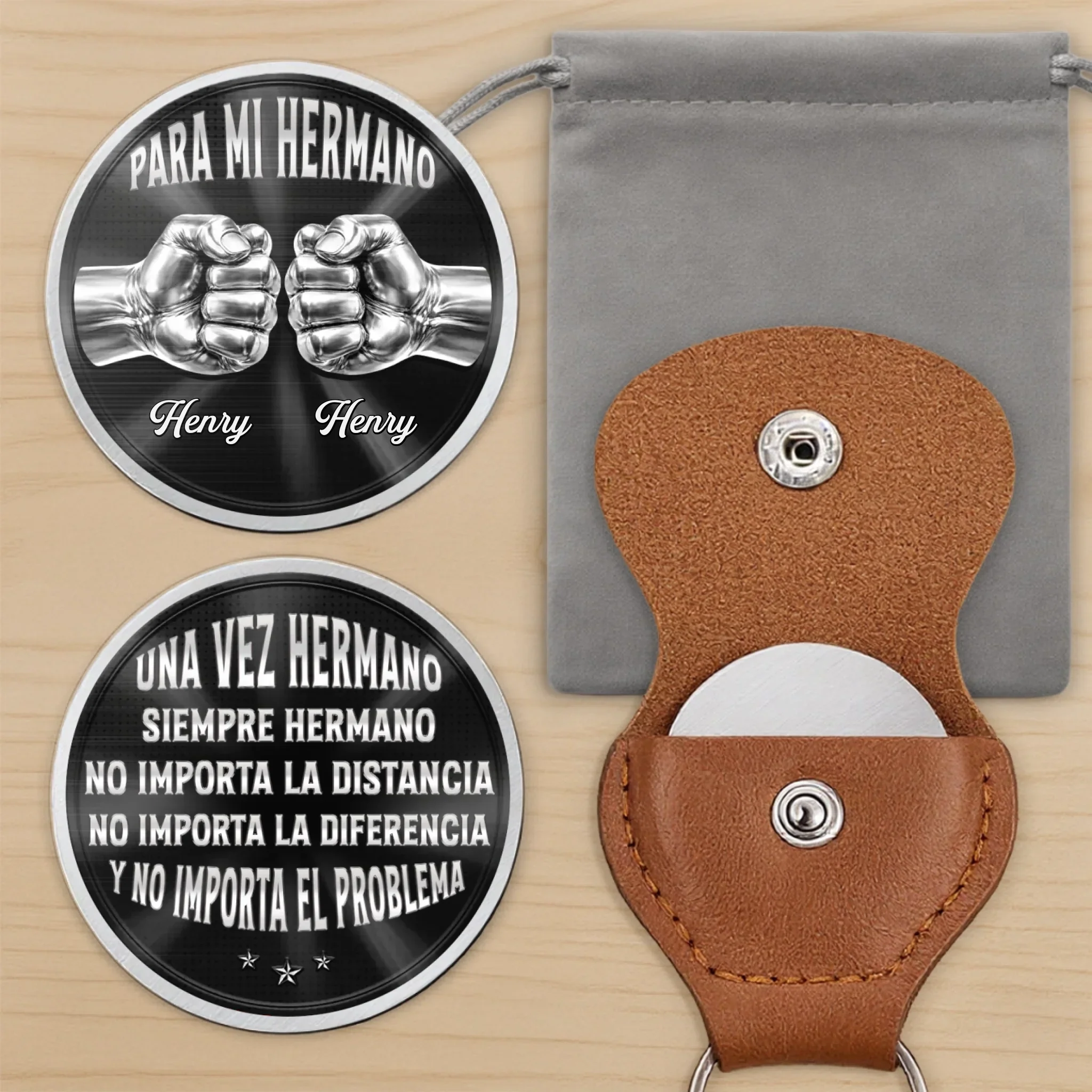 Abrazo De Bolsillo Personalizado - Regalo Para Hermano - Unidos Por Siempre Sin Importar El Problema - Image 9