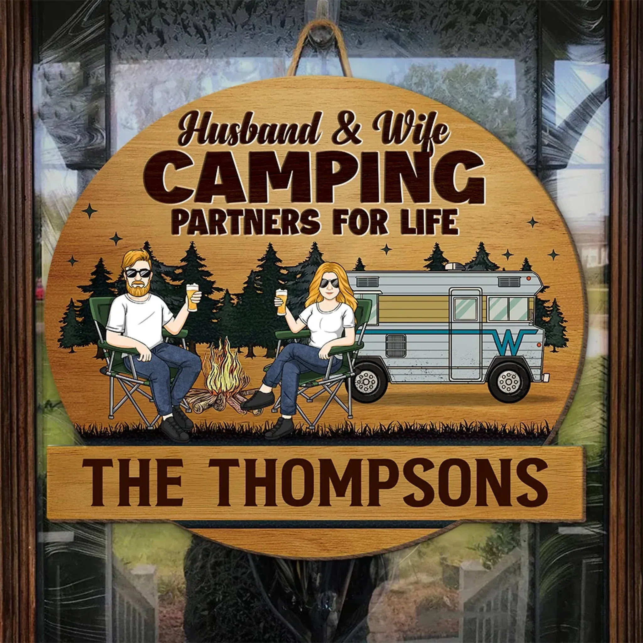 Add Passion To Your Home With Themed Gifts - Couple Personalized Custom Shaped Home Decor Wood Sign - House Warming Gift For Husband Wife, Camping Lovers, Yourself - Image 4