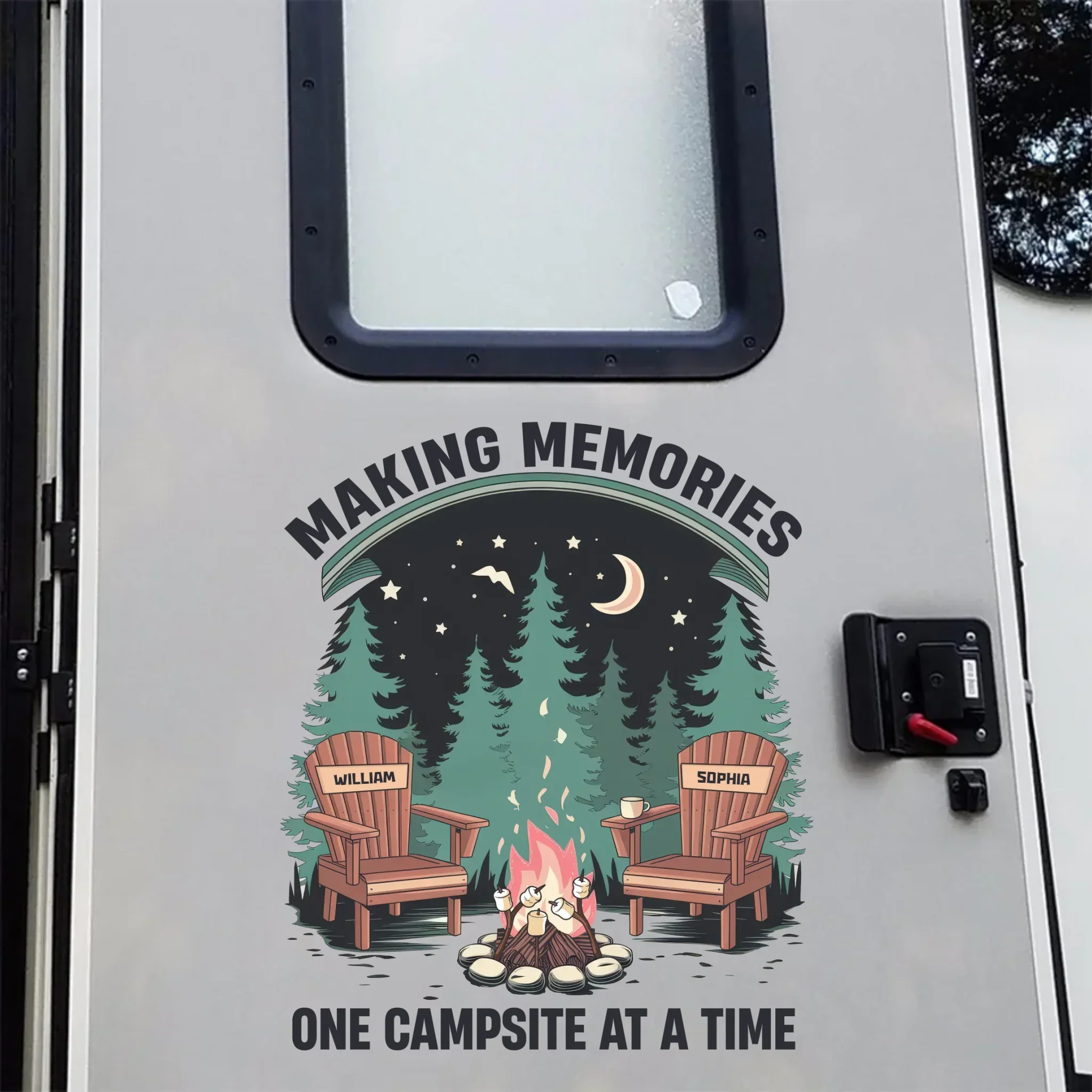 Adventure Begins At The Campfire - Camping Personalized Custom RV Decal - Gift For Yourself, Best Friends, Siblings, Family Members, Camping Lovers - Image 2