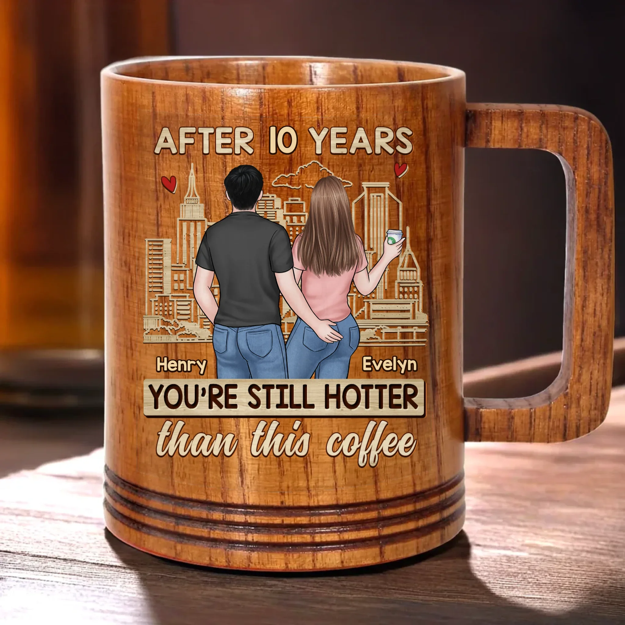 After All This Time, You're Still Hotter Than This Coffee - Couple Personalized Custom Wooden Mug - Gift For Husband Wife, Anniversary - Image 2