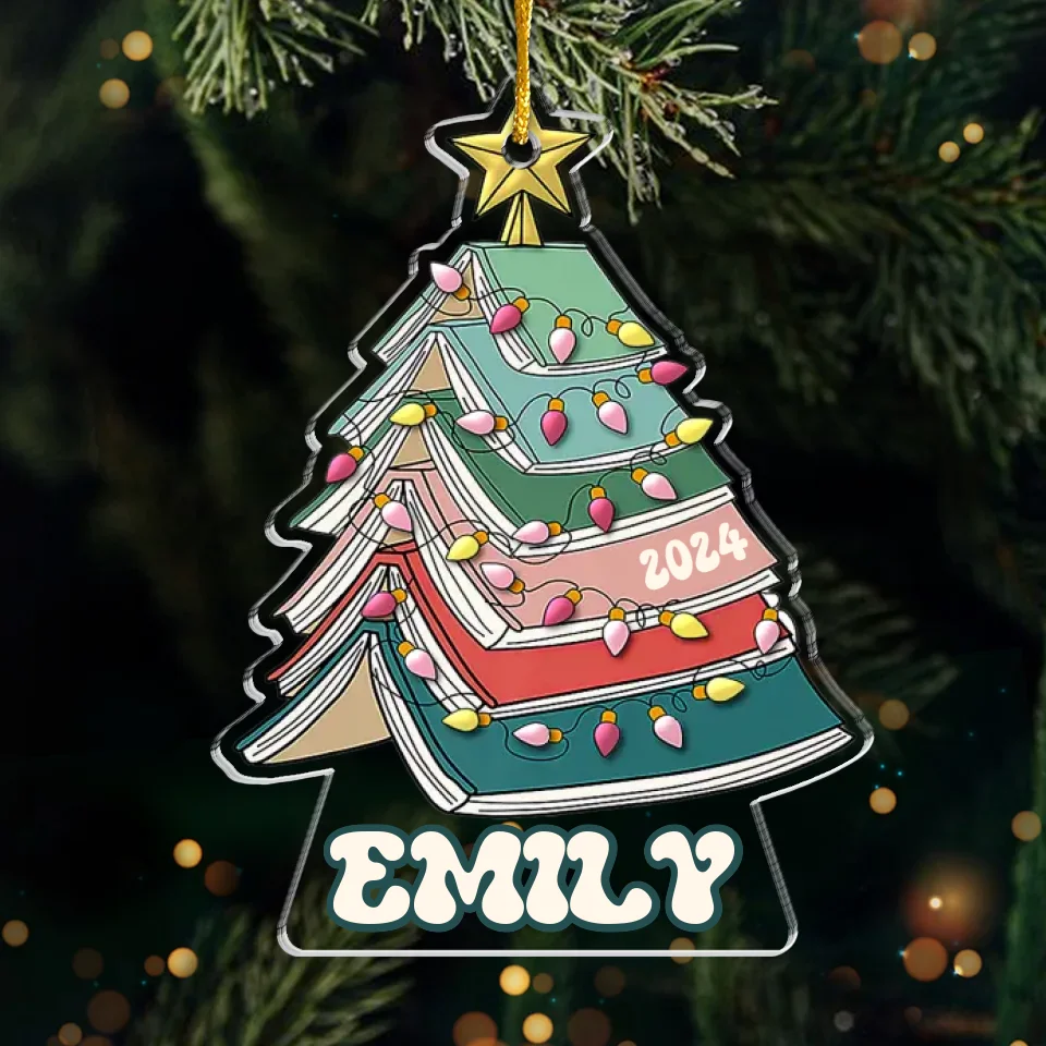 All Booked For Christmas - Personalized Custom Ornament - Acrylic Custom Shaped - Christmas Gift For Book Lovers - Image 2