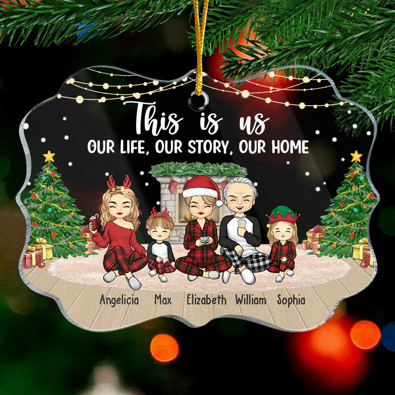 All Hearts Come Home For Christmas- Family Personalized Custom Ornament - Acrylic Benelux Shaped - Christmas Gift For Family Members - Image 2