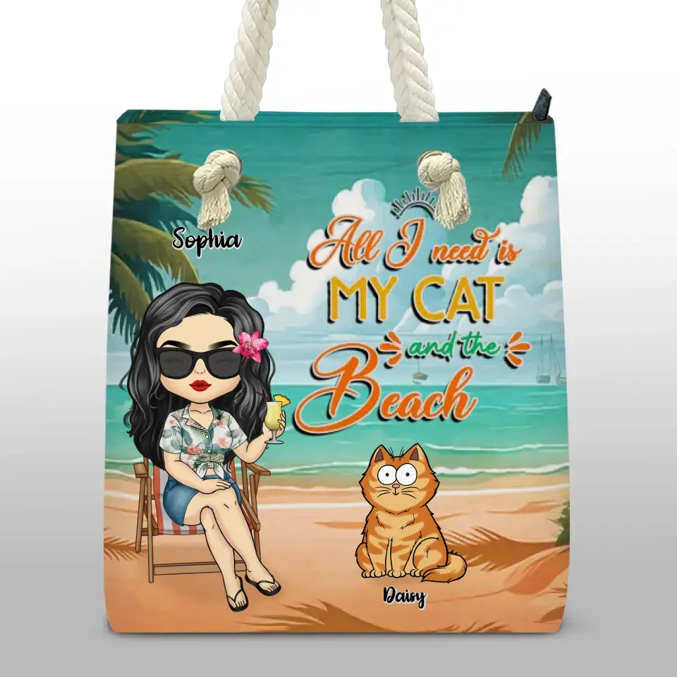 All I Need Is My Fur Babies - Dog & Cat Personalized Custom Beach Bag - Summer Vacation Gift For Pet Owners, Pet Lovers - Image 2