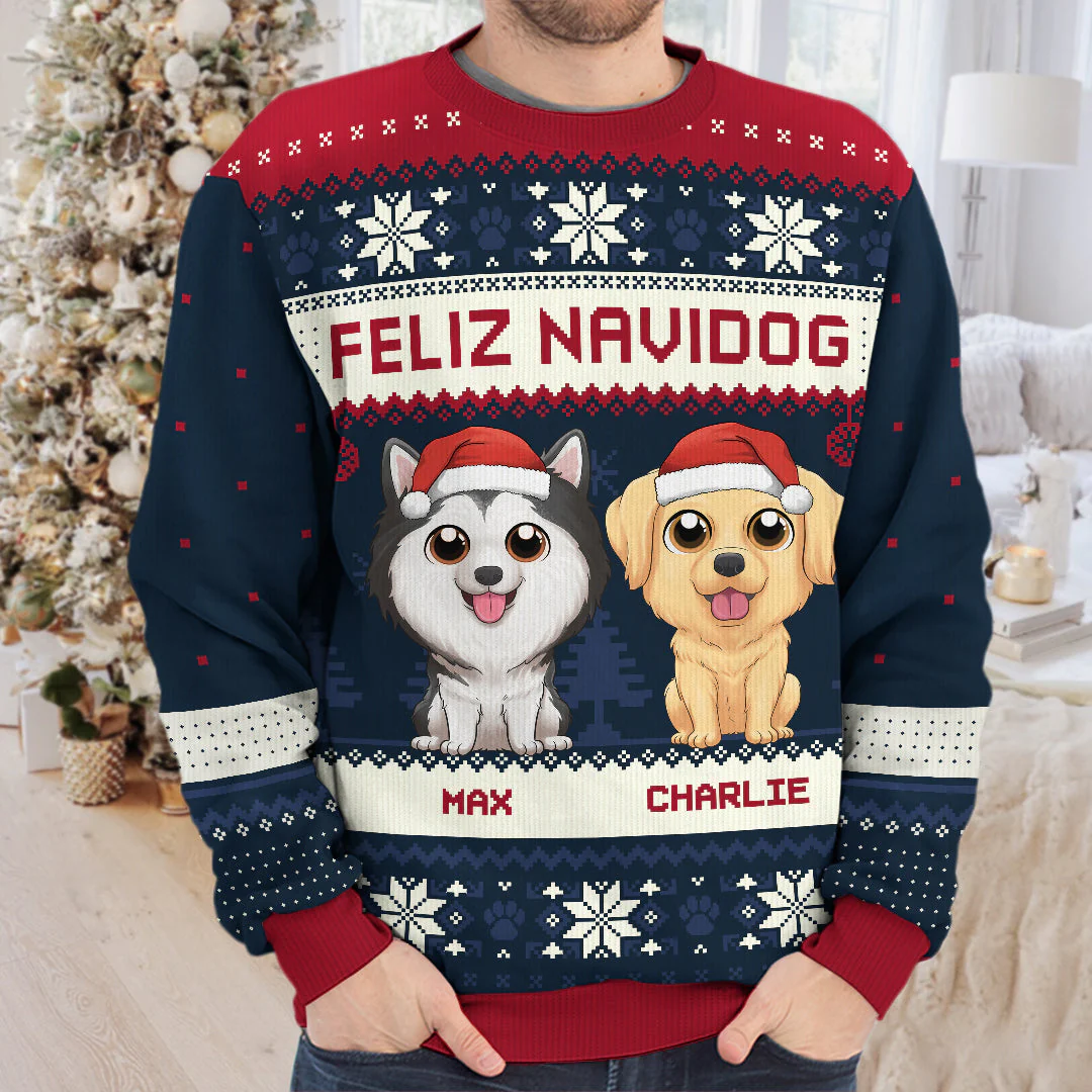 All I Want For Christmas - Dog Personalized Custom Ugly Sweatshirt - Unisex Wool Jumper - Christmas Gift For Pet Owners, Pet Lovers - Image 3