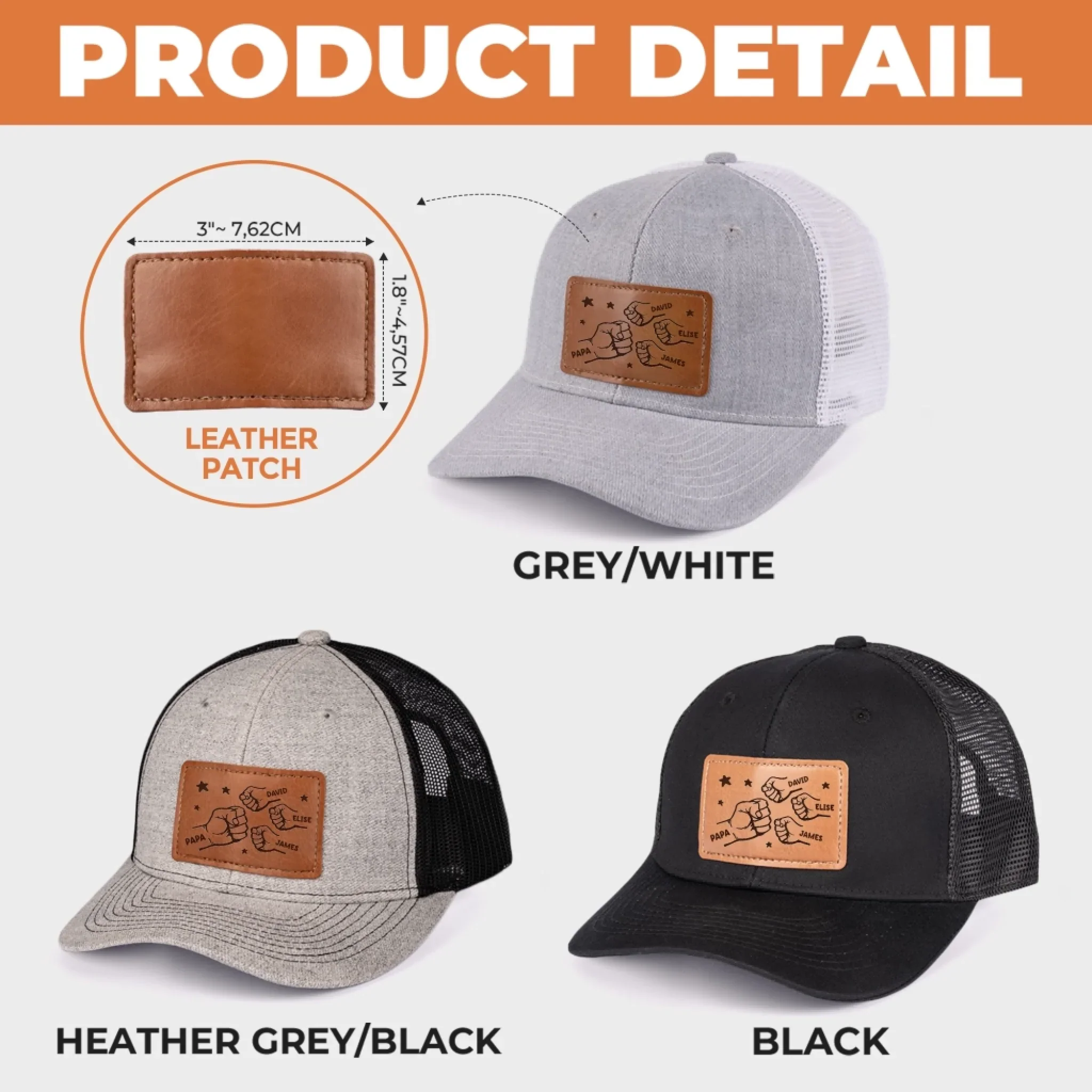 All In With Papa - Family Personalized Custom Leather Patch Hat - Father's Day, Gift For Dad, Grandpa - Image 10
