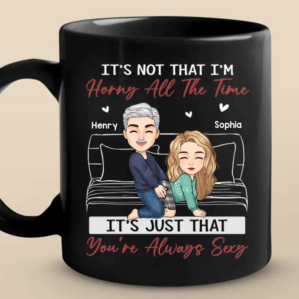 All My Naughty Thoughts Involve Me & You - Couple Personalized Custom Black Mug - Gift For Husband Wife, Anniversary - Image 2