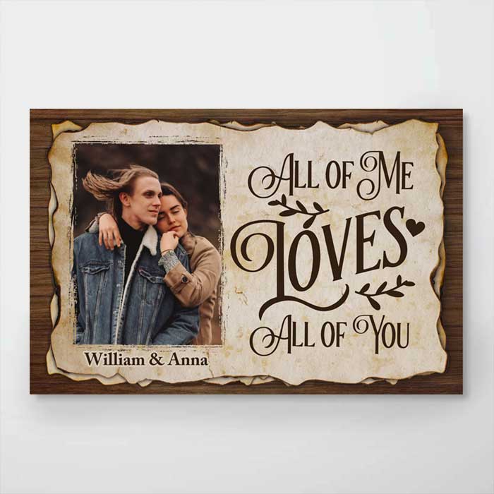 All Of Me Loves All Of You - Upload Image, Gift For Couples - Personalized Horizontal Poster - Image 4