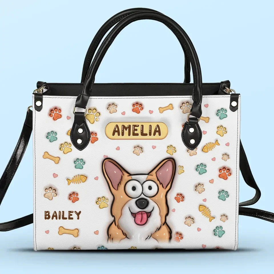 All You Need Is Love And These Pets - Dog & Cat Personalized Custom 3D Inflated Effect Printed Leather Handbag - Gift For Pet Owners, Pet Lovers - Image 2