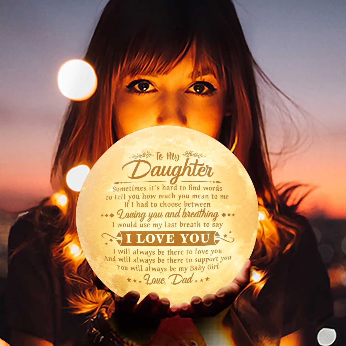Always Be There To Support You - Moon Lamp - To My Daughter, Gift For Daughter, Daughter Gift From Dad, Birthday Gift For Daughter, Christmas Gift - Image 3