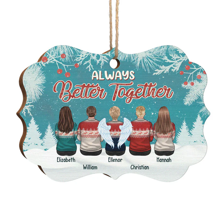 Always Better Together - Personalized Custom Benelux Shaped Wood Christmas Ornament - Gift For Family, Christmas Gift - Image 2