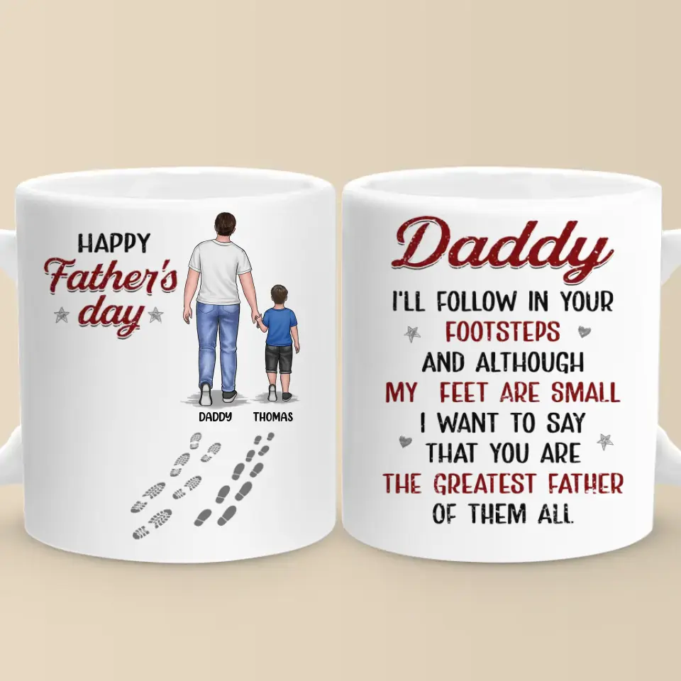Always Follow In Your Footsteps - Family Personalized Custom Mug - Father's Day, Gift For Dad - Image 2
