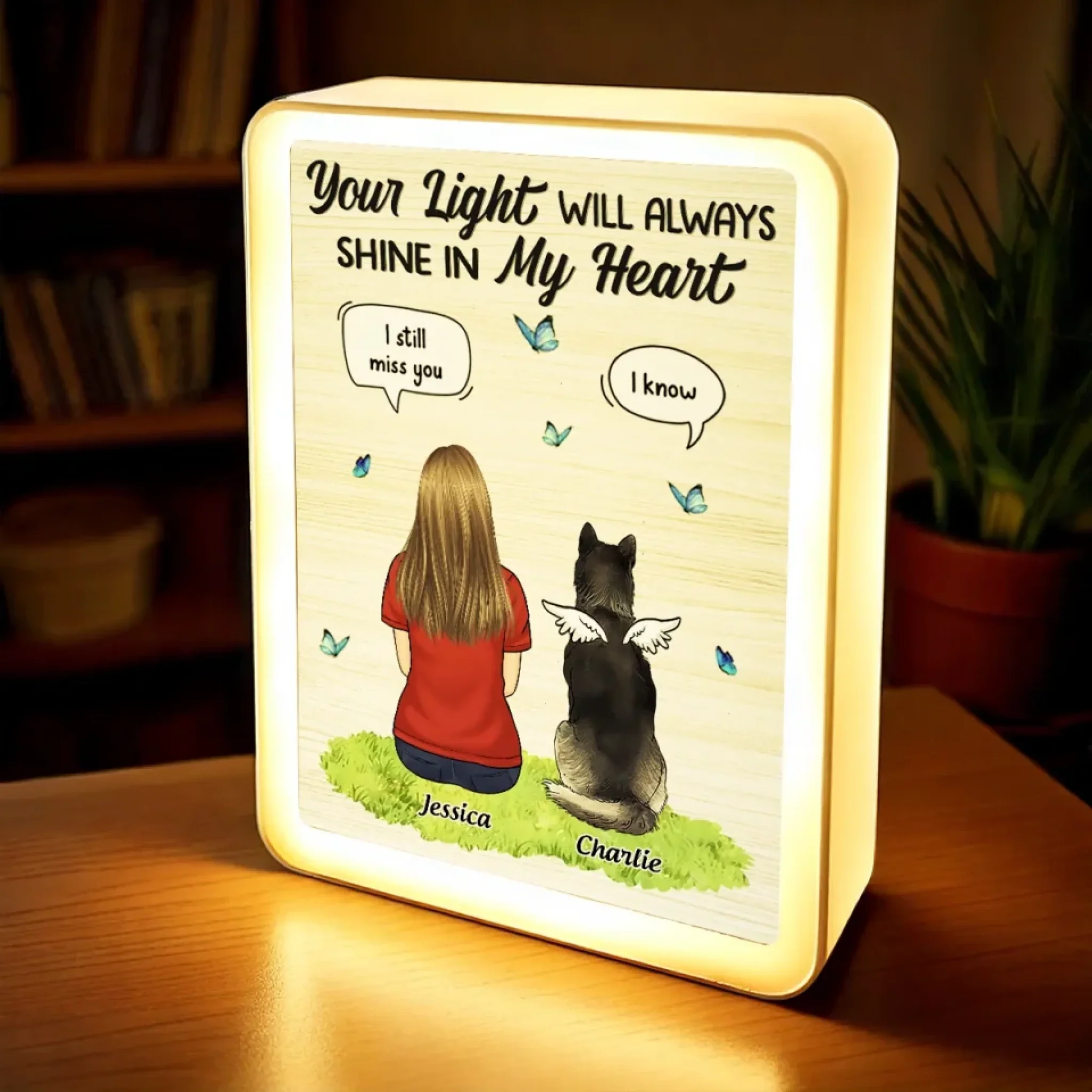 Always In My Heart, Always By My Side - Memorial Personalized Custom LED Mirror Frame Lamp - Sympathy Gift For Pet Owners, Pet Lovers - Image 3