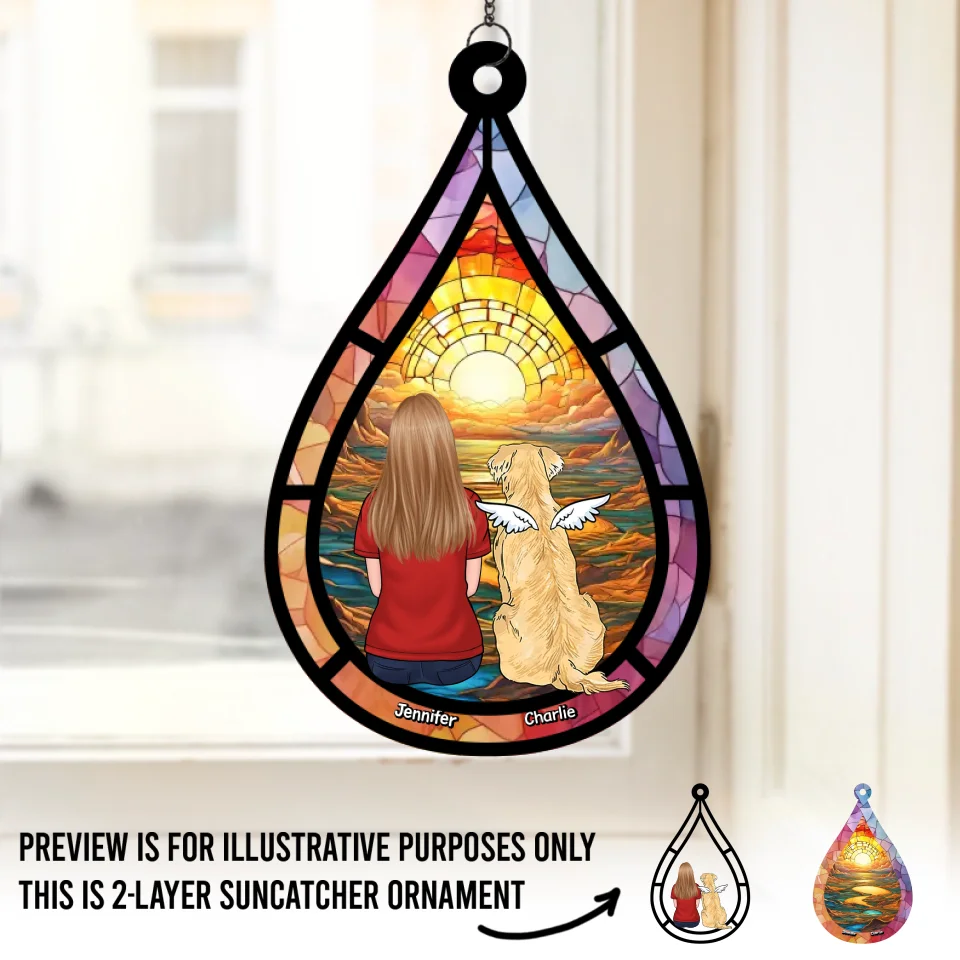 Always In Our Hearts - Memorial Personalized Window Hanging Suncatcher - Sympathy Gift For Pet Owners, Pet Lovers - Image 2