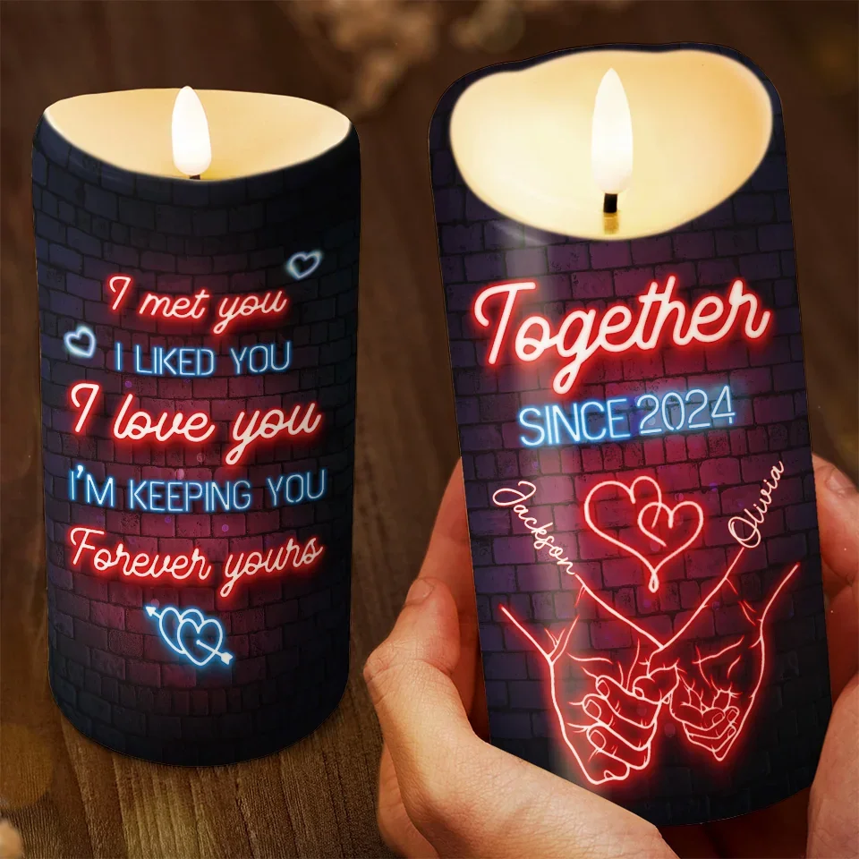 Always Loved, Always Cherished, Now And Forever - Couple Personalized Custom LED Candle - Christmas Gift For Husband Wife, Anniversary - Image 3