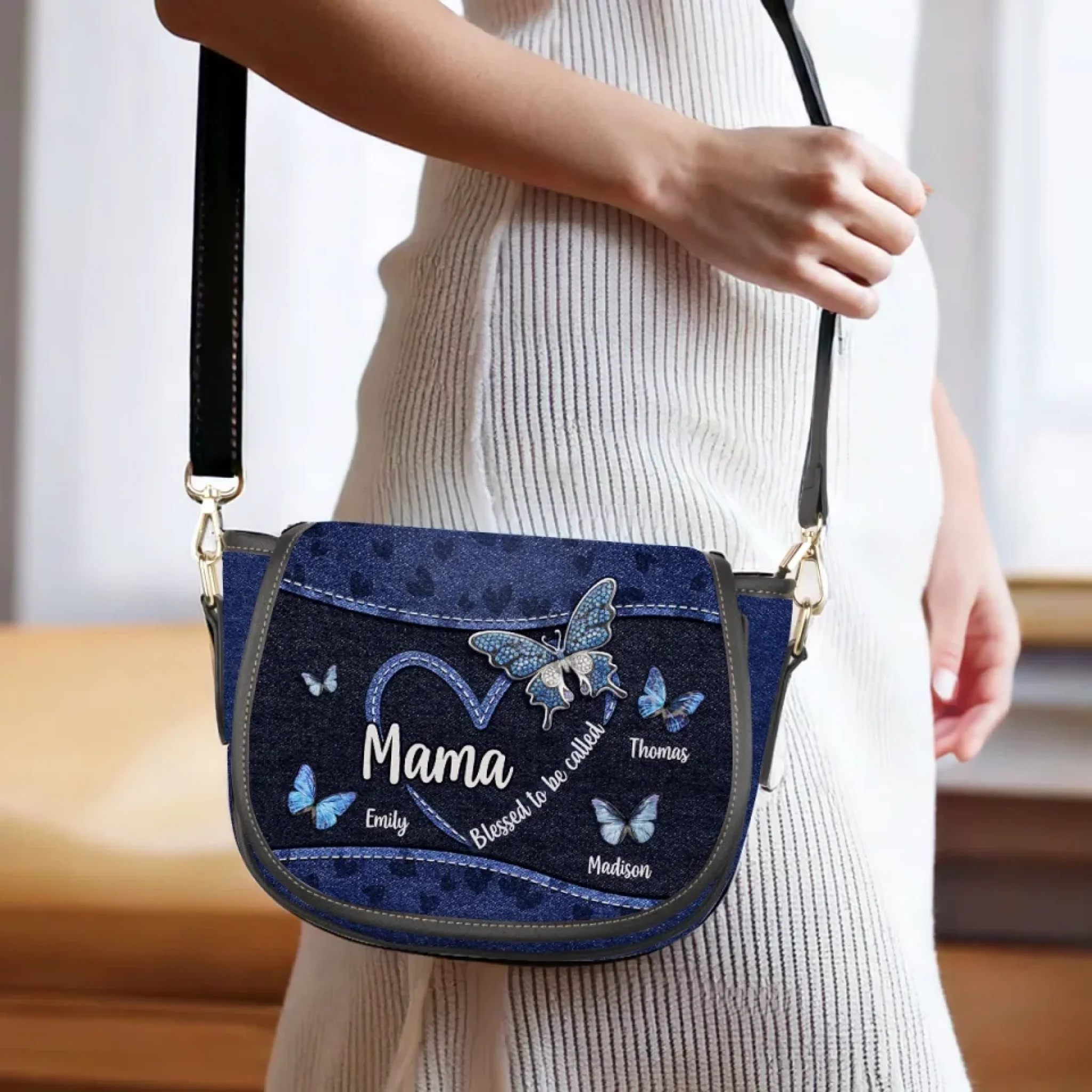 Always Loved, Always Mom - Family Personalized Custom Leather Saddle Bag - Mother's Day, Gift For Mom, Grandma - Image 4