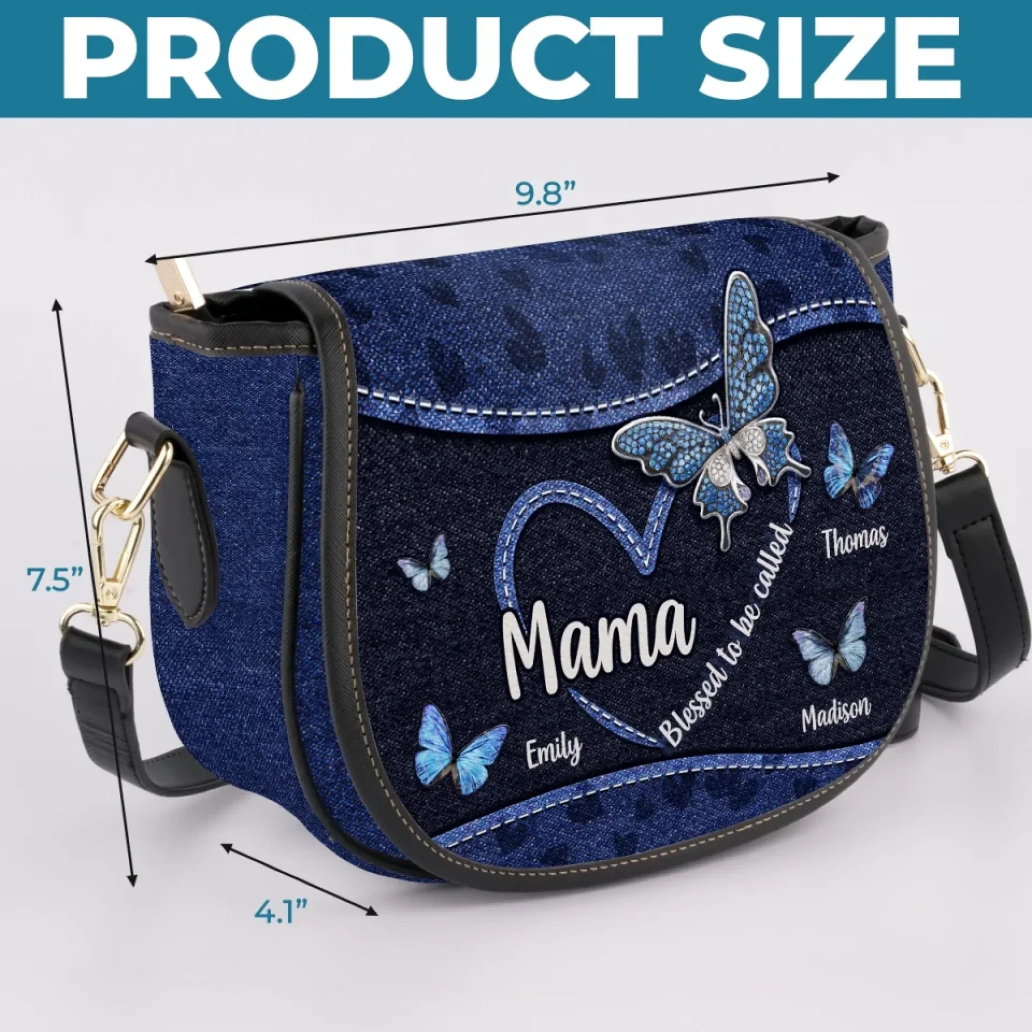 Always Loved, Always Mom - Family Personalized Custom Leather Saddle Bag - Mother's Day, Gift For Mom, Grandma - Image 5
