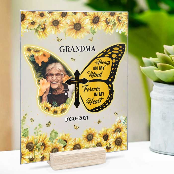 Always On My Mind Forever In My Heart Missing You - Upload Image - Personalized Acrylic Plaque - Image 3