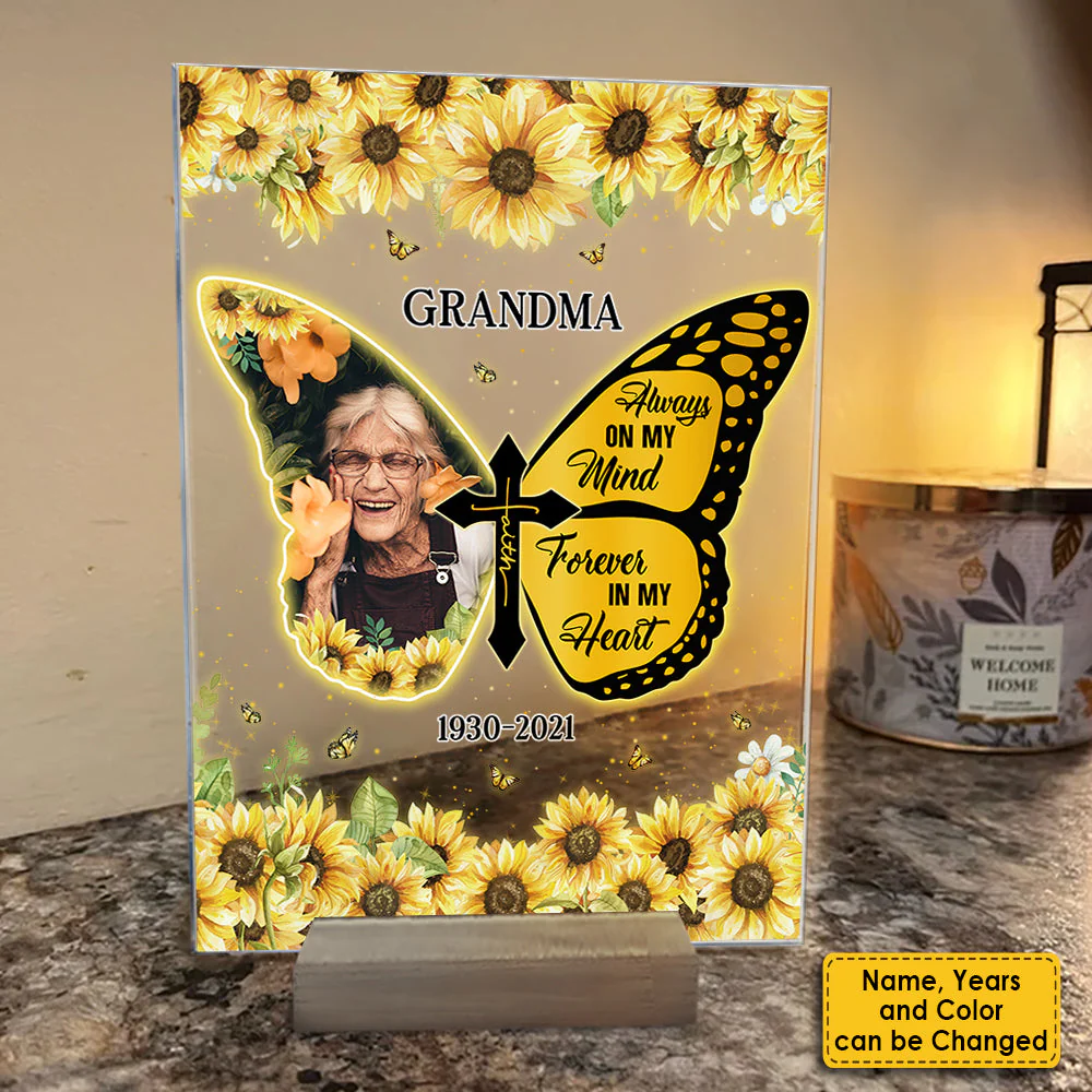 Always On My Mind Forever In My Heart Missing You - Upload Image - Personalized Acrylic Plaque - Image 4